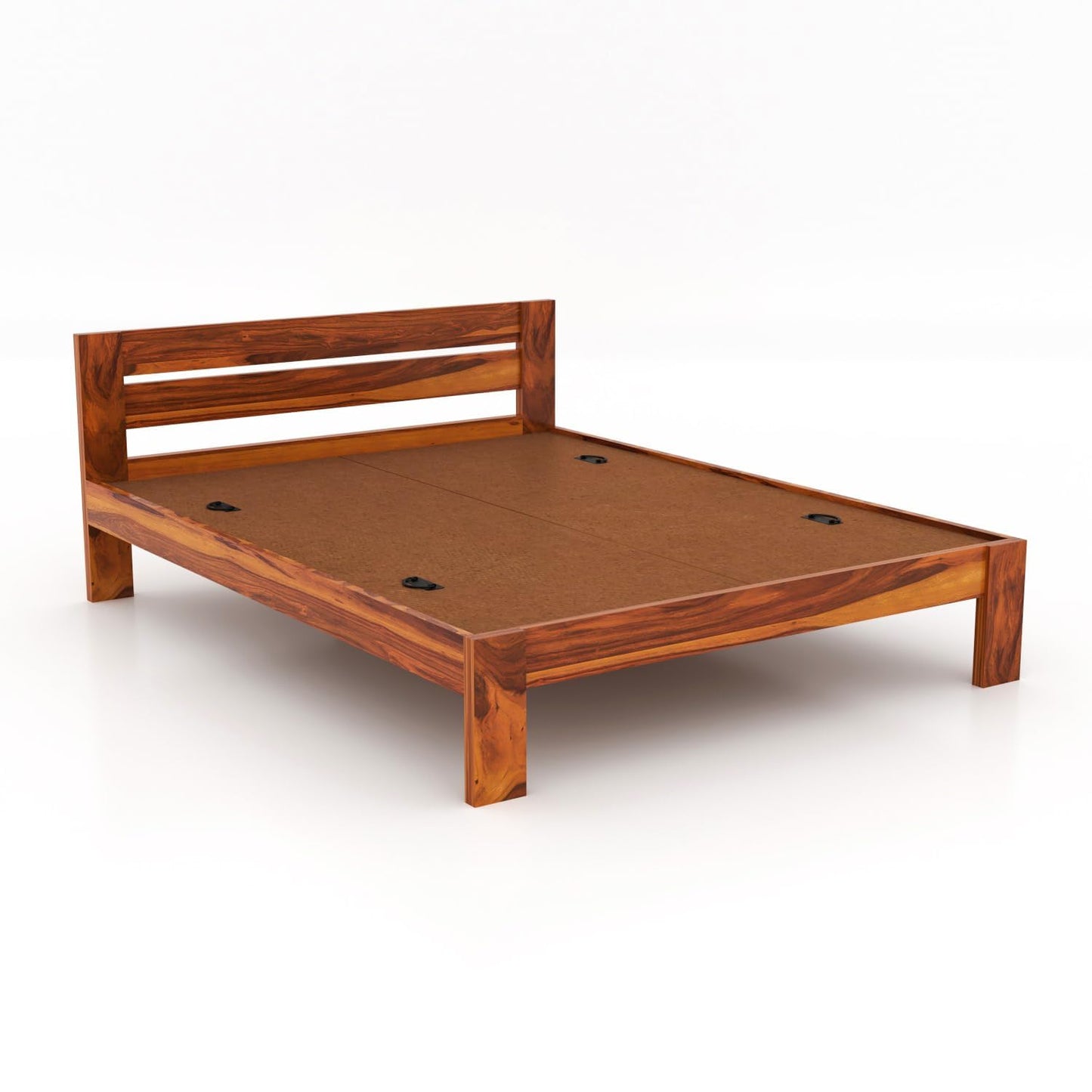 Rukmaajee Solid Sheesham Wood Wooden Queen Size Bed Without Storage