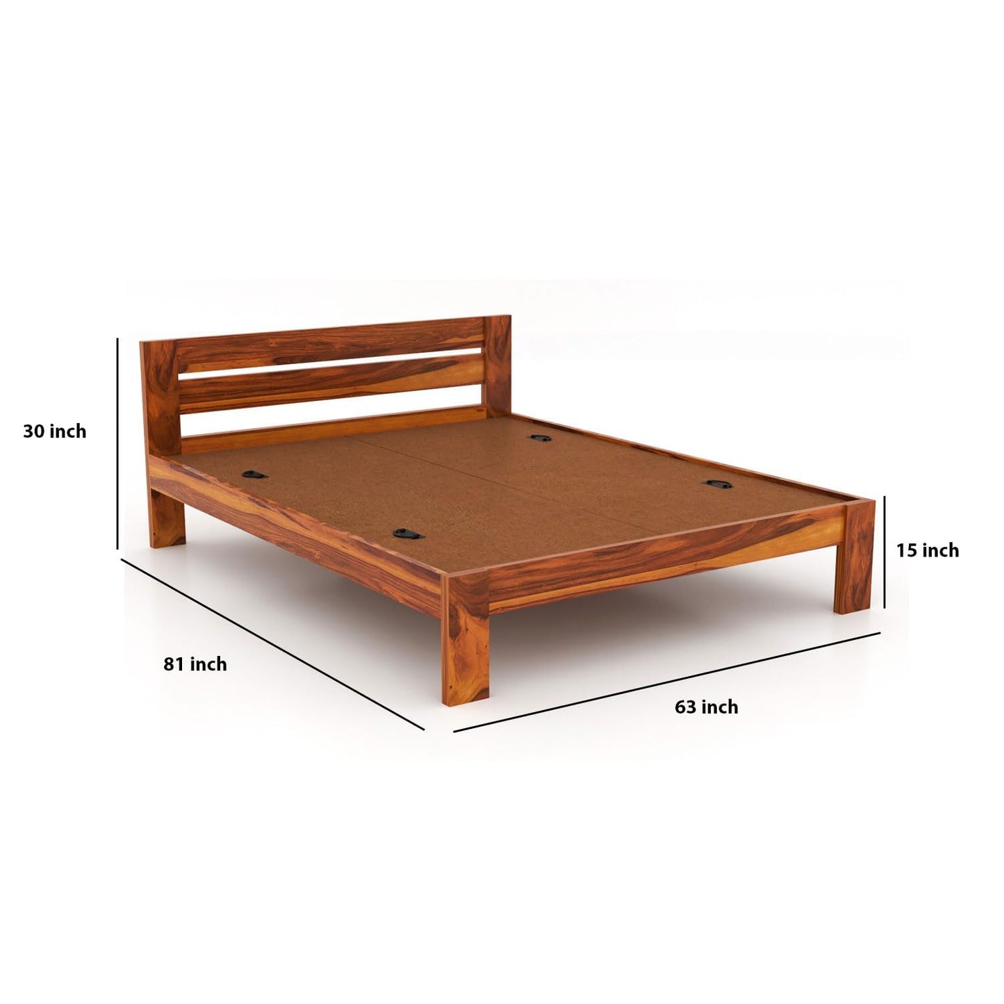 Rukmaajee Solid Sheesham Wood Wooden Queen Size Bed Without Storage