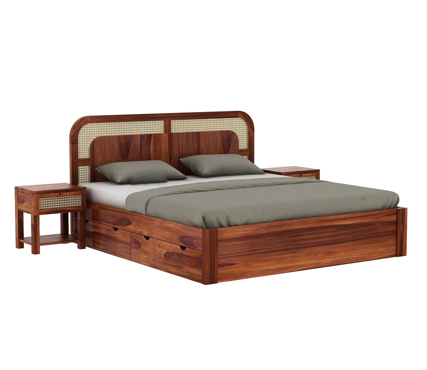 Rukmaajeee Solid Sheesham Wood King Size Bed with Storage | Wooden