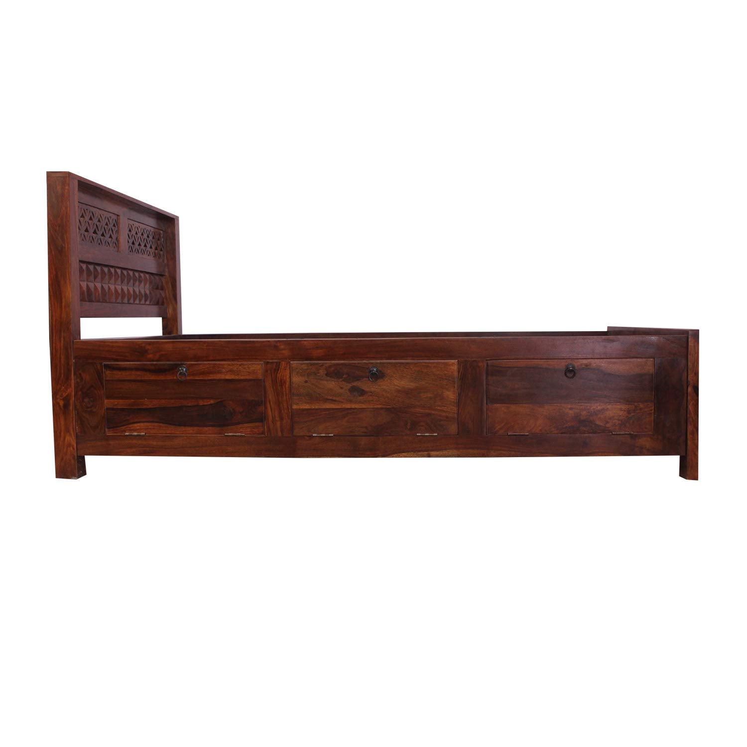 Rukmaajee Furniture Flora with Diamond Bed in Natural Solid Wood with