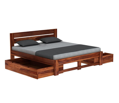 Rukmaajee Wooden King Size Bed with Storage | Double Bed Cot Bed with