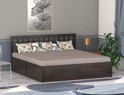 Rukmaajee Sheesham Wood King Size Bed with Storage | Solid Wood Box
