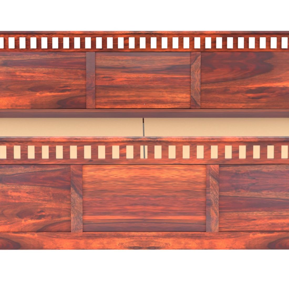 Rukmaajee Solid Sheesham Wood Queen Size Bed, Walnut Premium Finish,