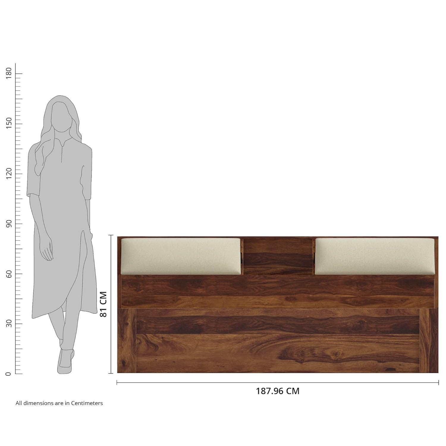 Rukmaajee Solid Wood Mayor King Size Bed with Headboard Storage,