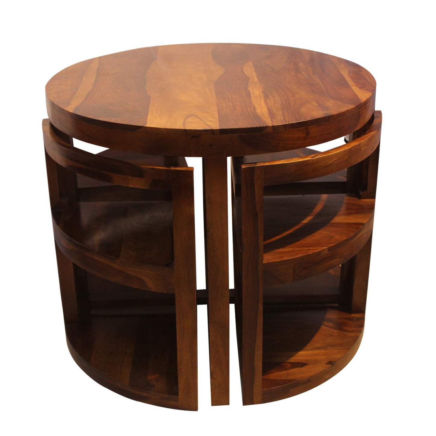 Rukmaajee Furniture Round Top 4 Stool Coffee Cum Dininng Table in
