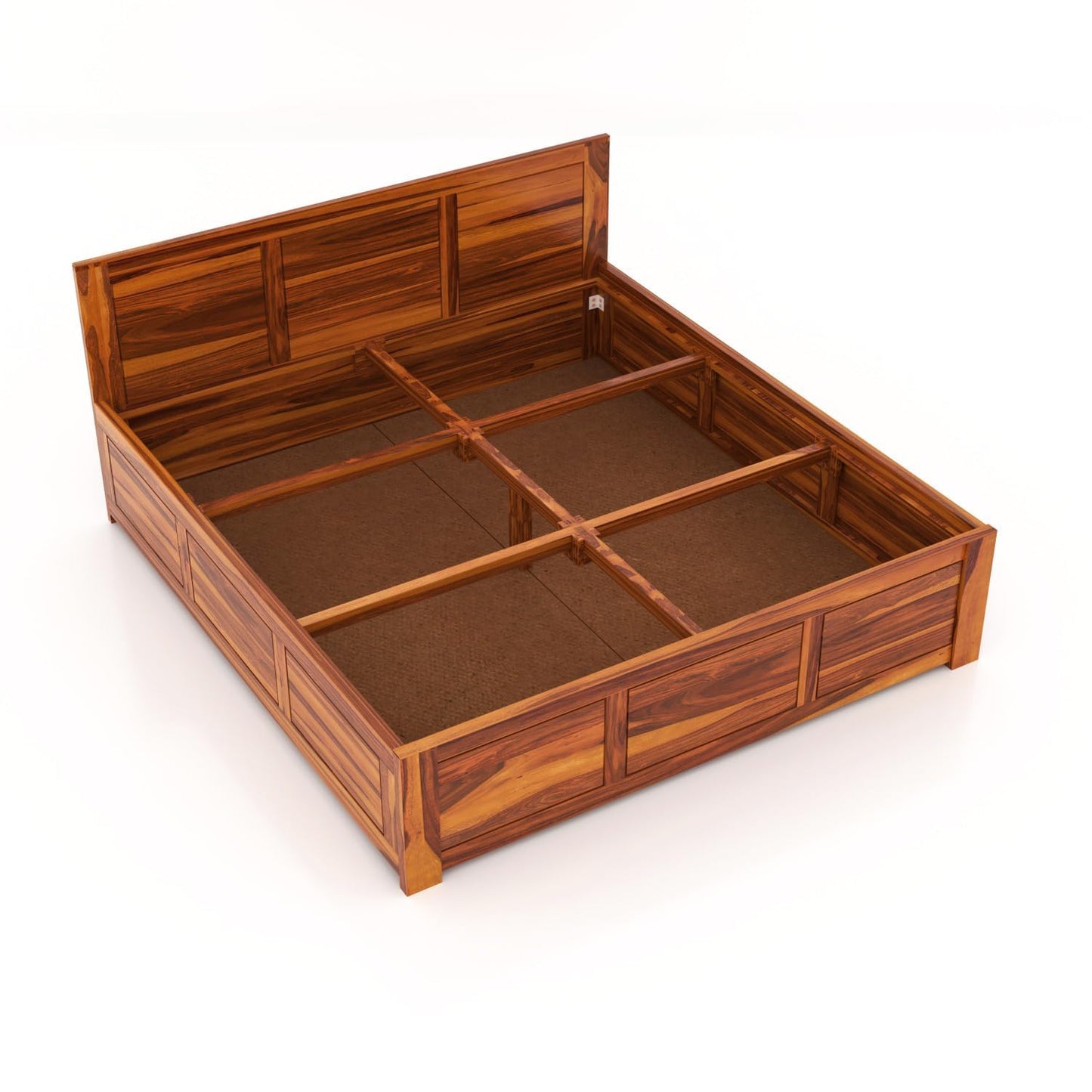 Rukmaajee Solid Sheesham Wood Queen Size Bed with Box Storage for