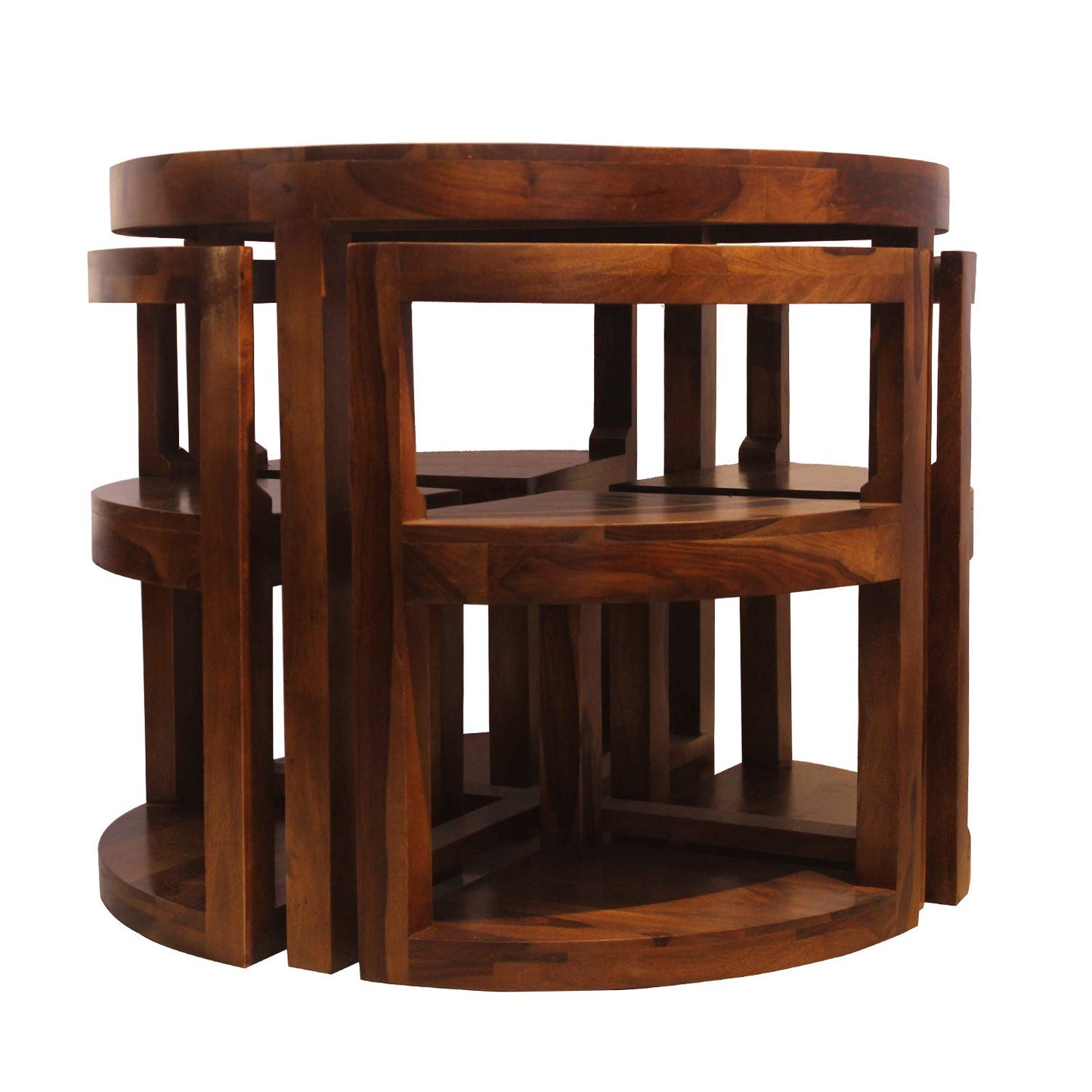 Rukmaajee Furniture Round Top 4 Stool Coffee Cum Dininng Table in