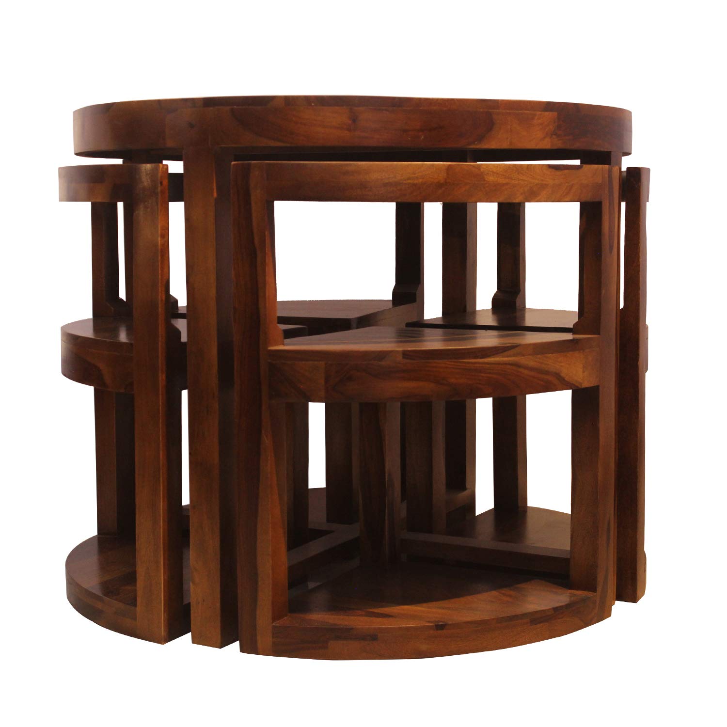 Rukmaajee Furniture Round Top 4 Stool Coffee Cum Dininng Table in