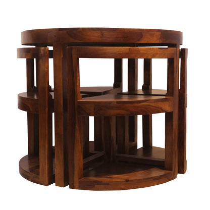Rukmaajee Furniture Round Top 4 Stool Coffee Cum Dininng Table in