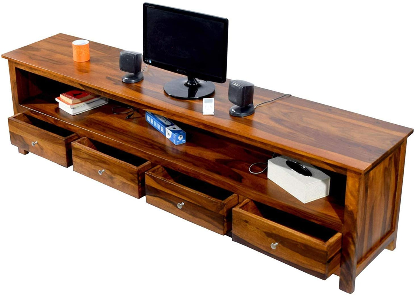 Rukmaajee Furniture Sheesham Wood Multipurpose Entertainment TV Unit