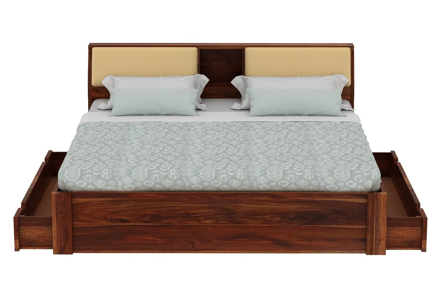 Rukmaajeee Furniture Sheesham Wood King Size Bed with 2 Drawer Storage