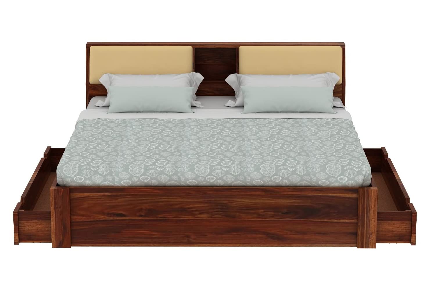 Rukmaajeee Furniture Sheesham Wood King Size Bed with 2 Drawer Storage