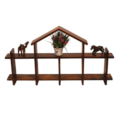 Rukmaajee Furniture Simpla Wall Shelf in Natural Solid Wood for