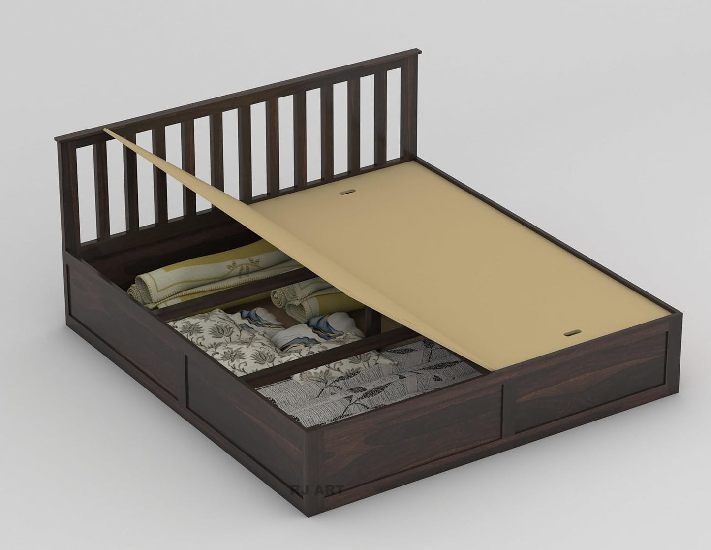 Rukmaajee Sheesham Wood King Size Bed with Storage | Solid Wood Box