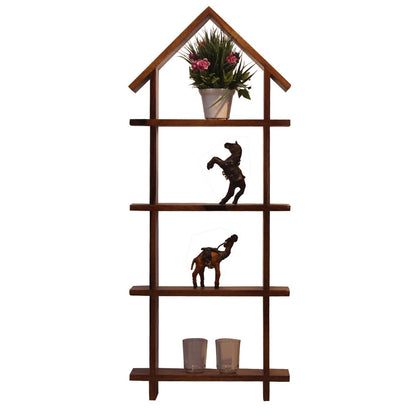 Rukmaajee Furniture Simpla Long Wall Shelf in Natural Solid Wood with