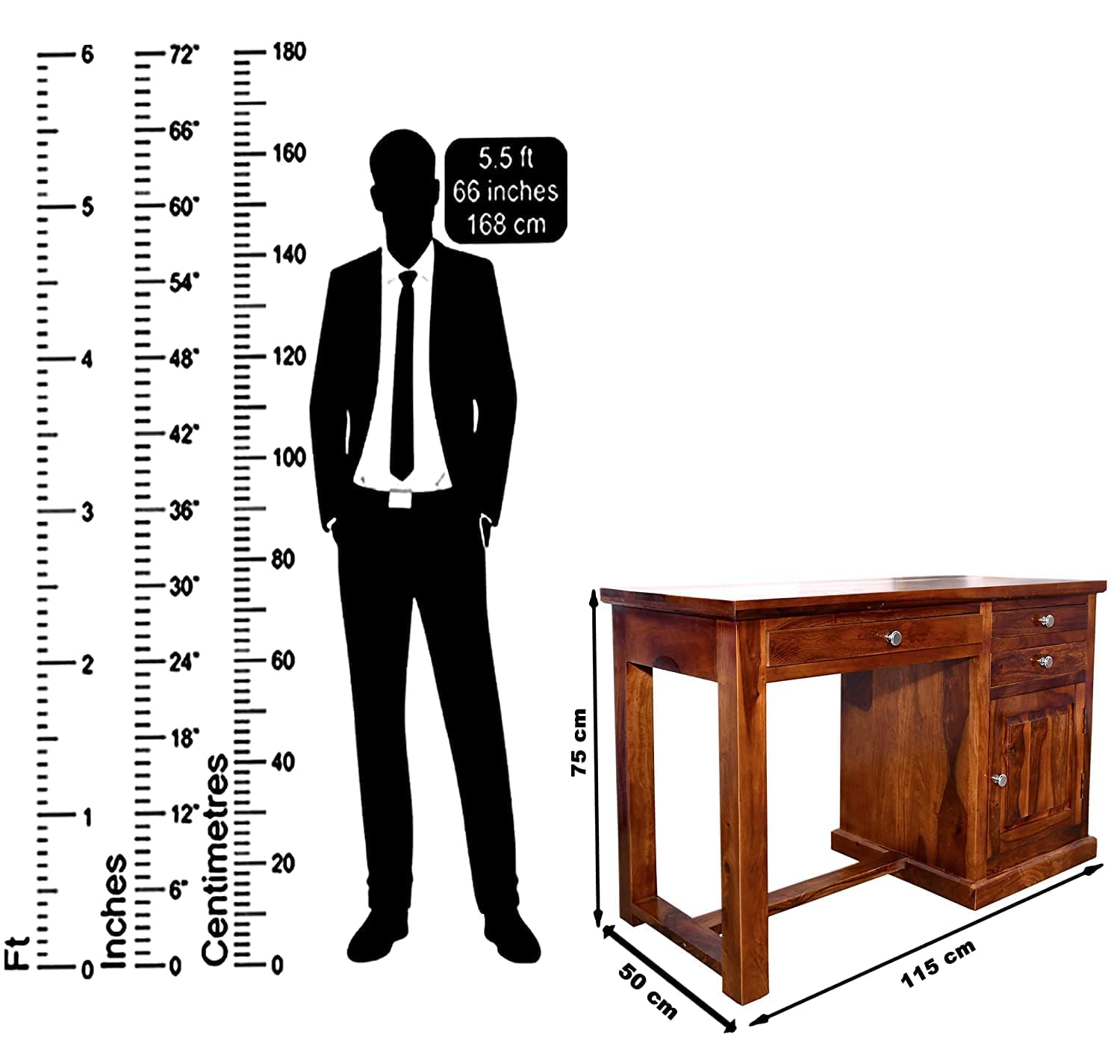 Rukmaajee Solid Sheesham Wood Study Table | Laptop, Computer & Writing