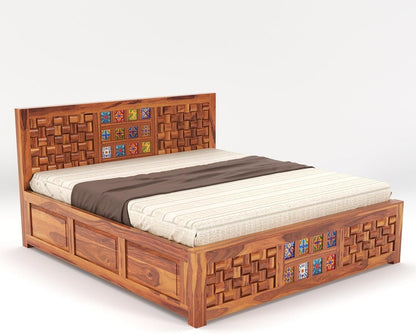 Rukmaajee Solid Sheesham Wood King Size for Bedroom, Hotel| Double Bed