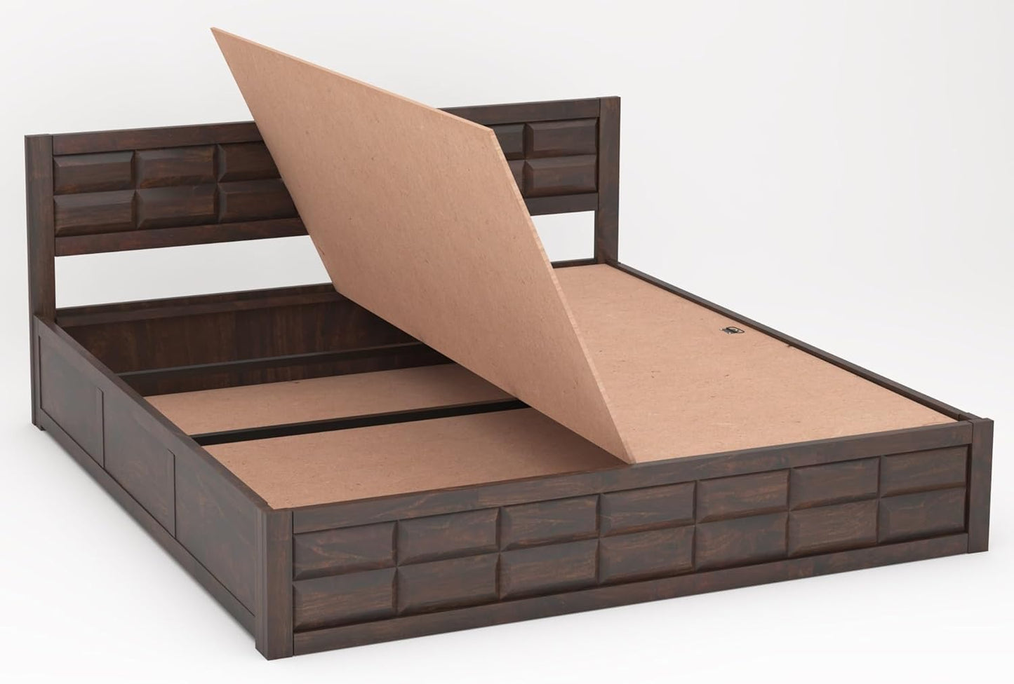 Rukmaajee Sheesham Wood King Size Bed with Box Storage, Wooden Double