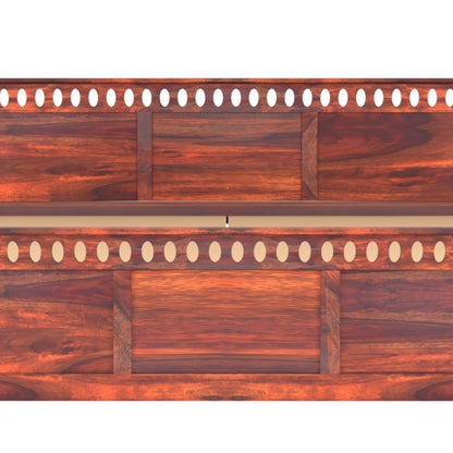 Rukmaajee King Size Bed with Sheesham Wood Frame, Walnut Brown Finish,