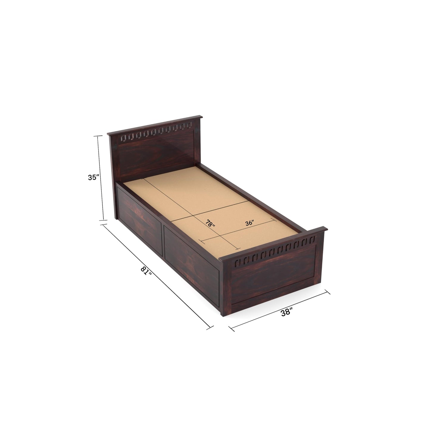 Rukmaajee Solid Sheesham Wood Box Storage Bed for Your Home Sheesham