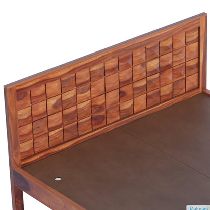 Rukmaajee Queen Size Bed in Solid Sheesham Wood | Honey Premium Finish