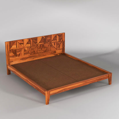 Rukmaajee Wooden King Size Bed - Solid Sheesham Wood Double Cot