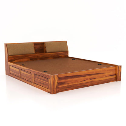 Rukmaajeee Solid Sheesham Wood Armania Queen Size Bed with Box Storage