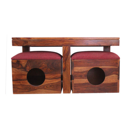 Rukmaajee Furniture Four Stool & Table Robotic Coffee Table in Natural