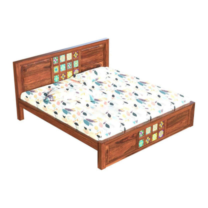 Rukmaajee Sheesham Wood Queen Size Bed Without Storage | Solid Cot Bed