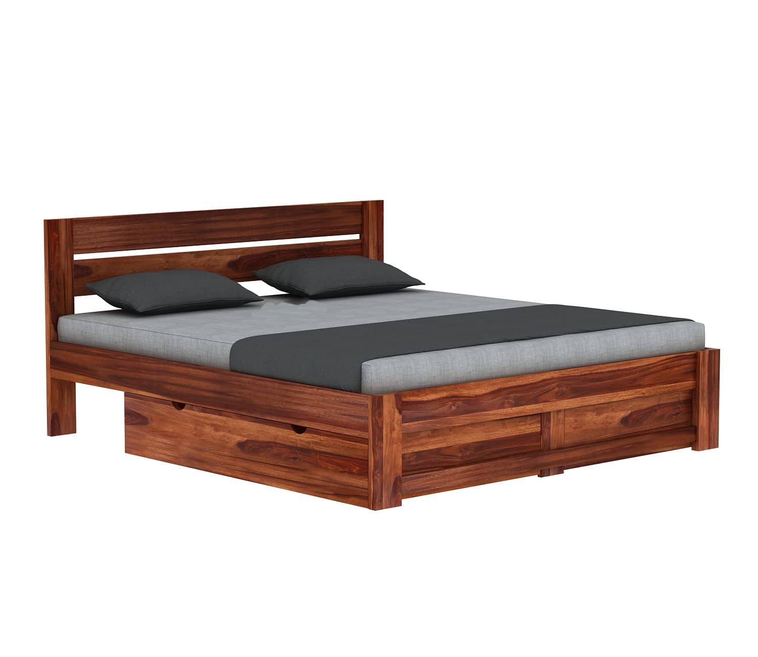 Rukmaajee Wooden King Size Bed with Storage | Double Bed Cot Bed with