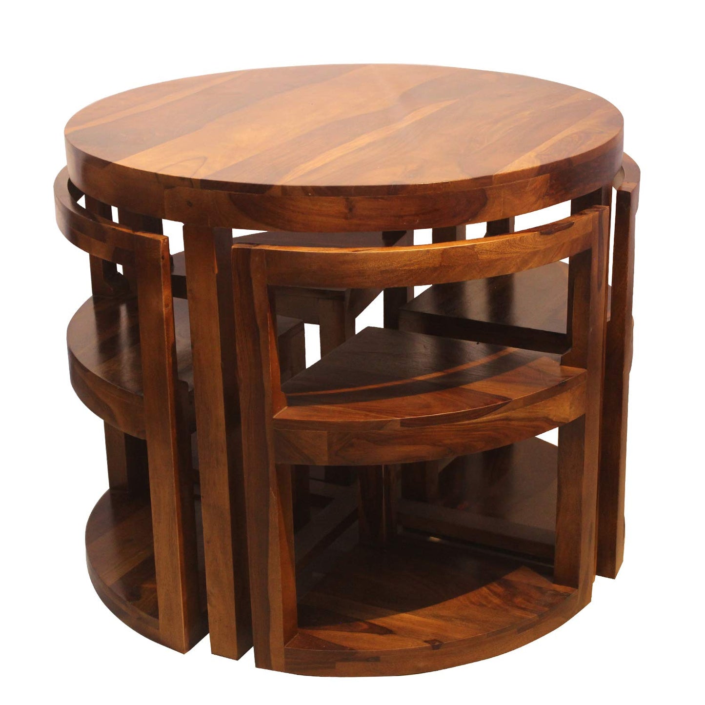 Rukmaajee Furniture Round Top 4 Stool Coffee Cum Dininng Table in