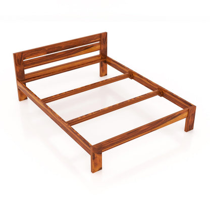 Rukmaajee Solid Sheesham Wood Wooden Queen Size Bed Without Storage