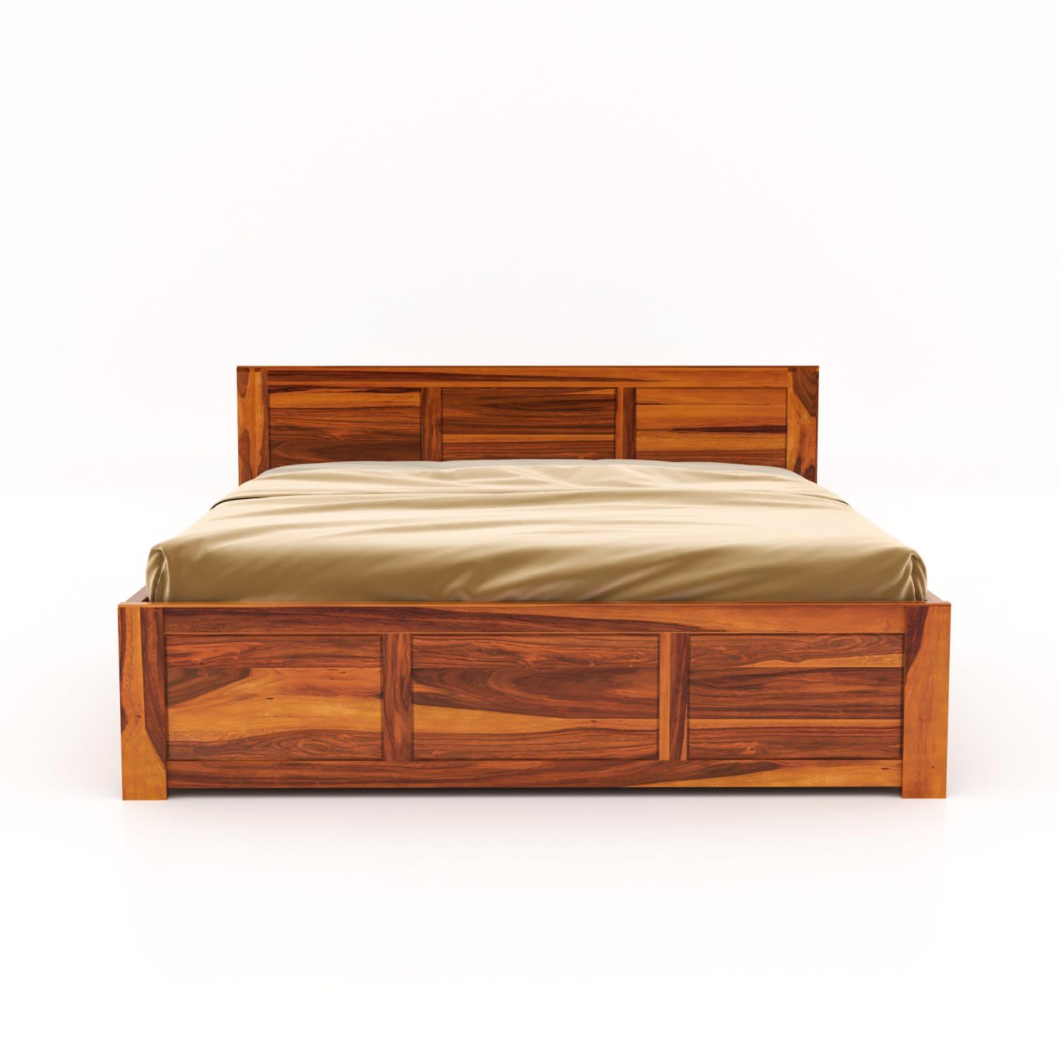 Rukmaajee Solid Sheesham Wood Queen Size Bed with Box Storage for