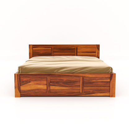 Rukmaajee Solid Sheesham Wood Queen Size Bed with Box Storage for