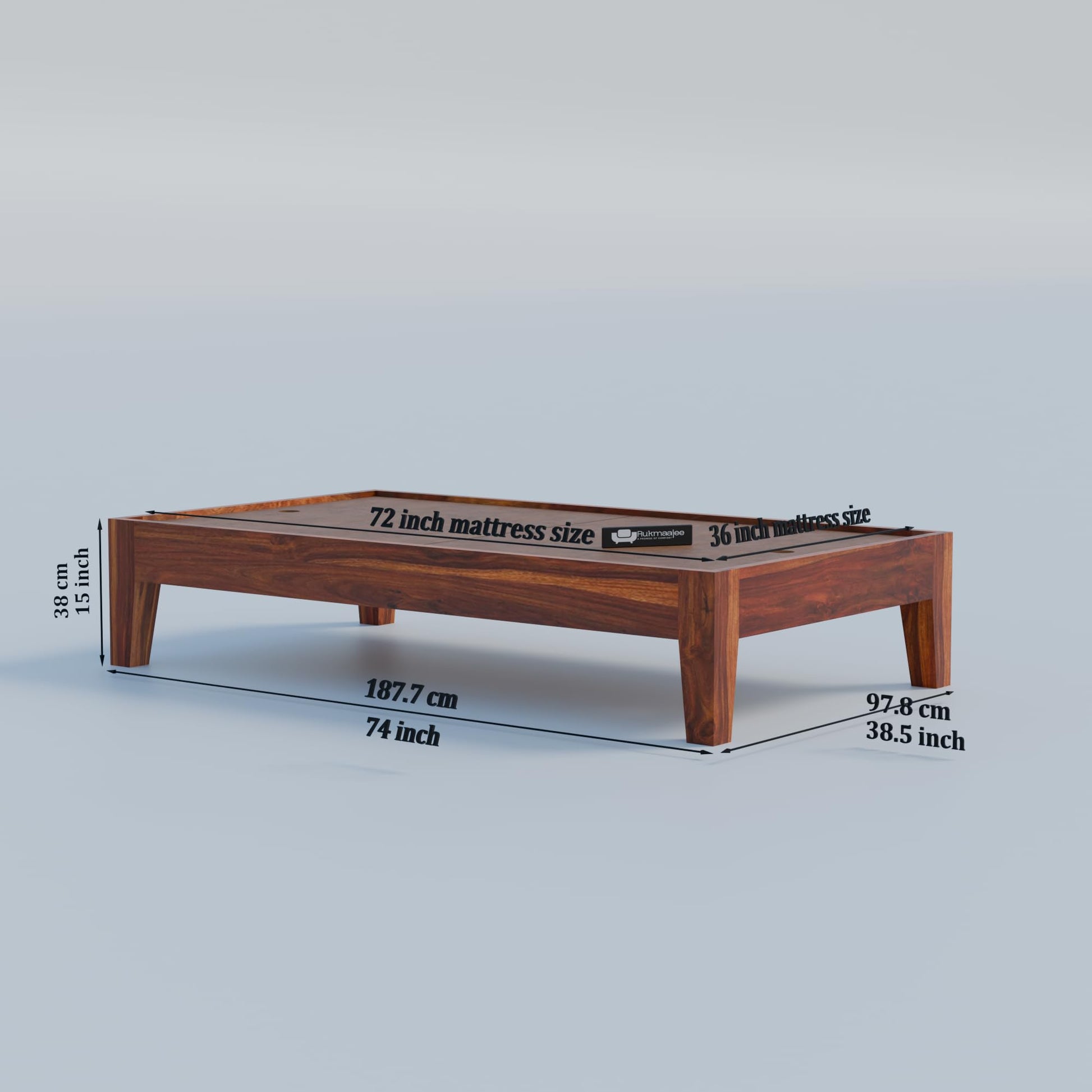 Rukmaajee Solid Wood Divan Bed for Living Room, for Drawing Room,