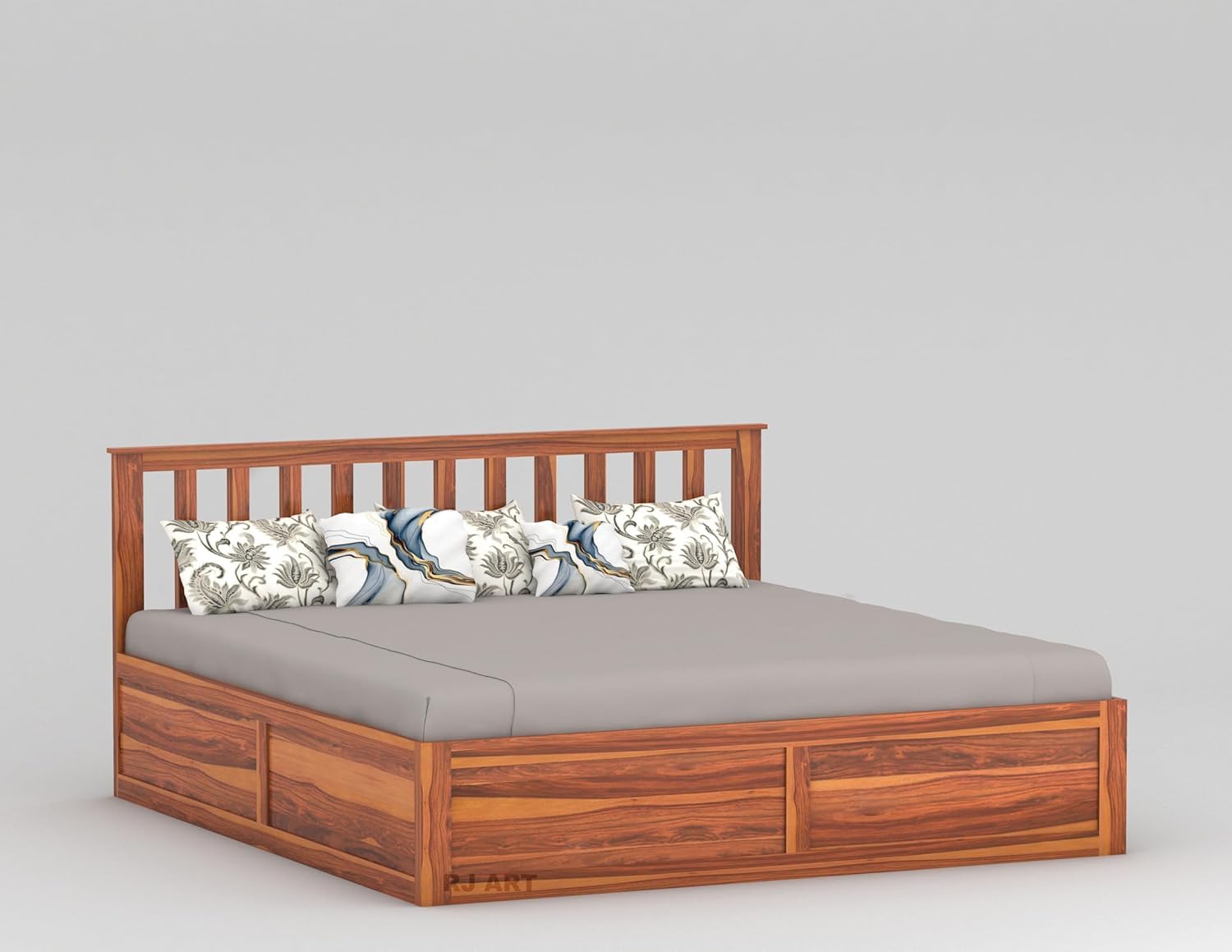 Rukmaajee Sheesham Wood King Size Bed with Storage | Solid Wood Box
