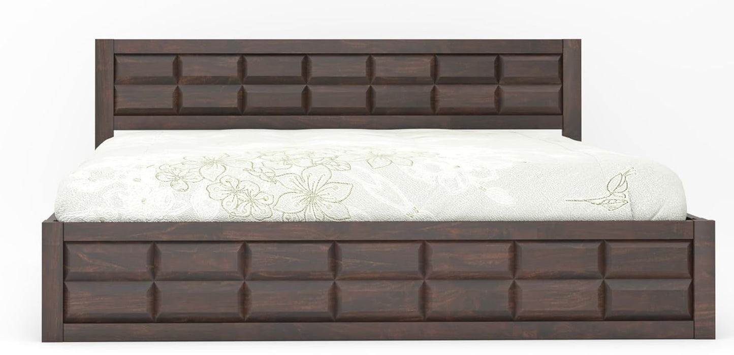 Rukmaajee Sheesham Wood King Size Bed with Box Storage, Wooden Double