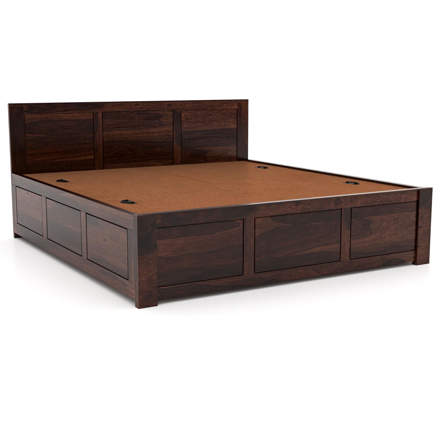 Rukmaajee Solid Sheesham Wood Queen Size Bed with Box Storage for