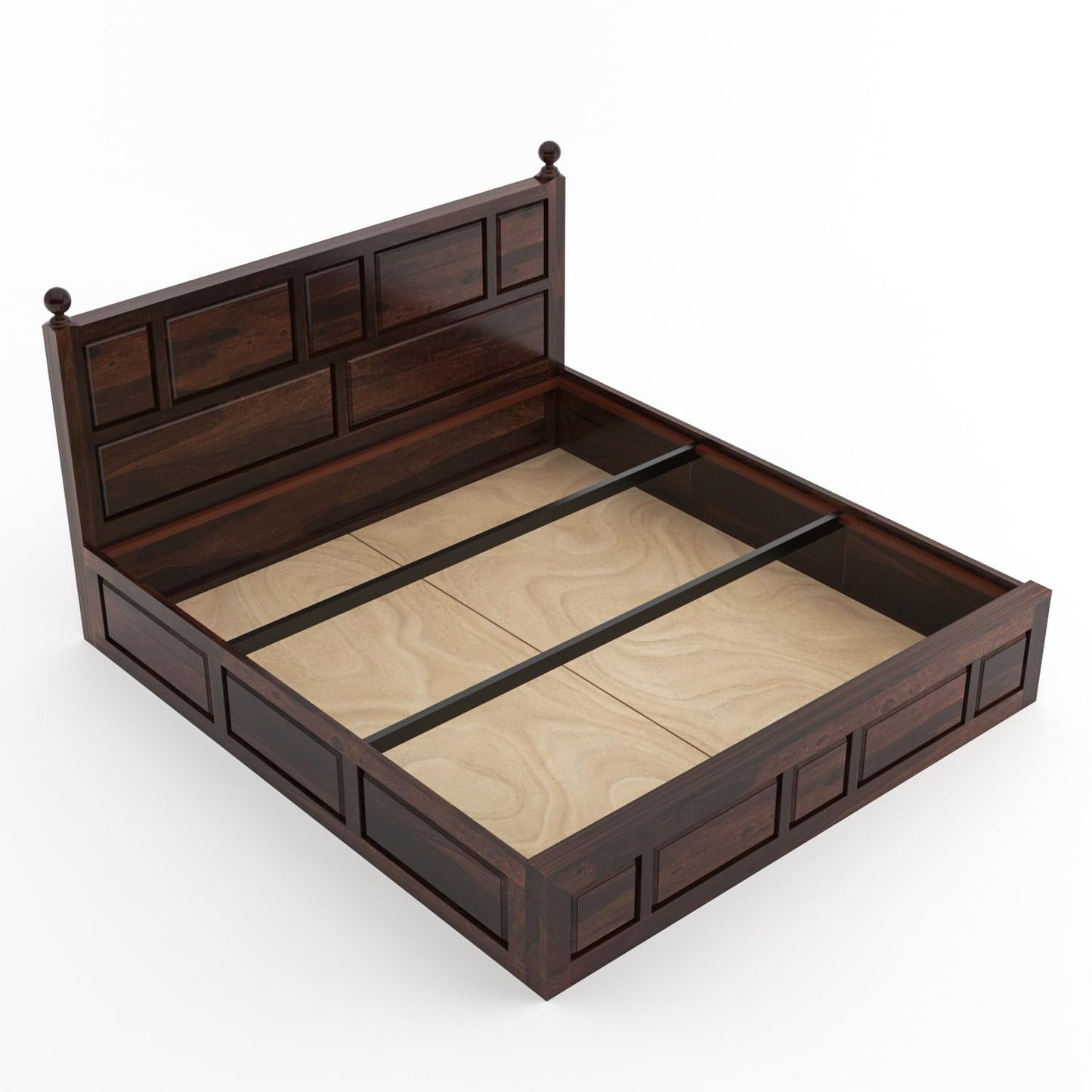 Rukmaajee Solid Sheesham Wood King Size Bed with Box Storage for Home