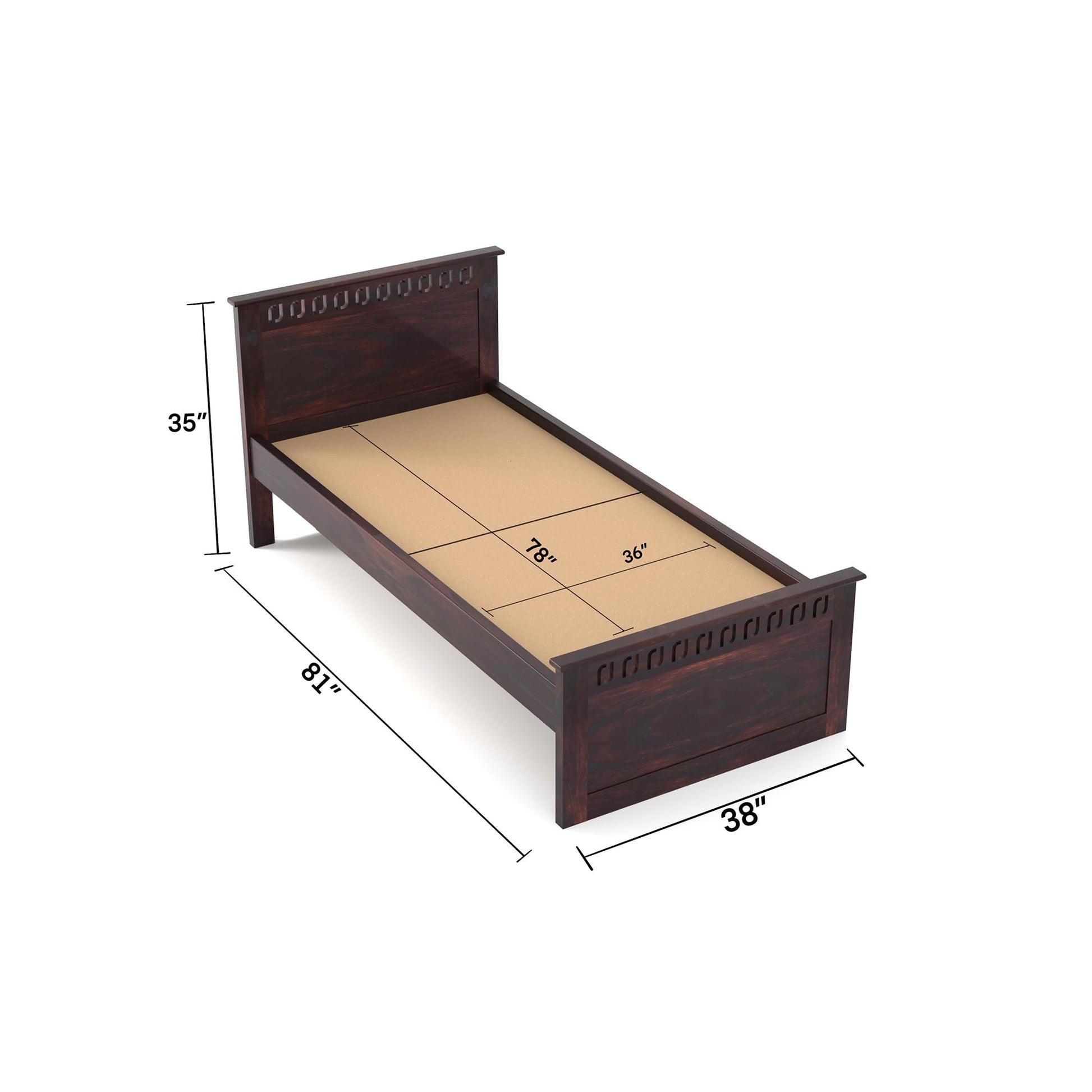 Rukmaajee Solid Sheesham Wood Single Bed for Your Home Minimalist