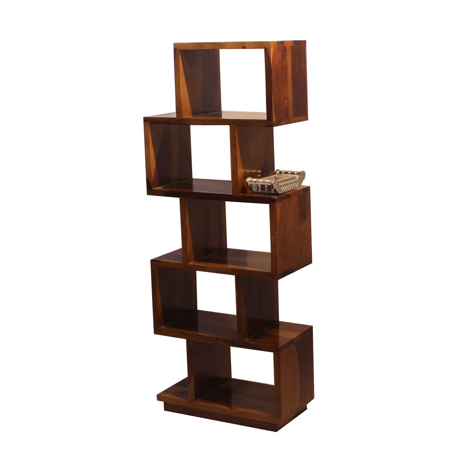 Rukmaajee Furniture Zikato Bookshelf in Natural Solid Wood with Honey