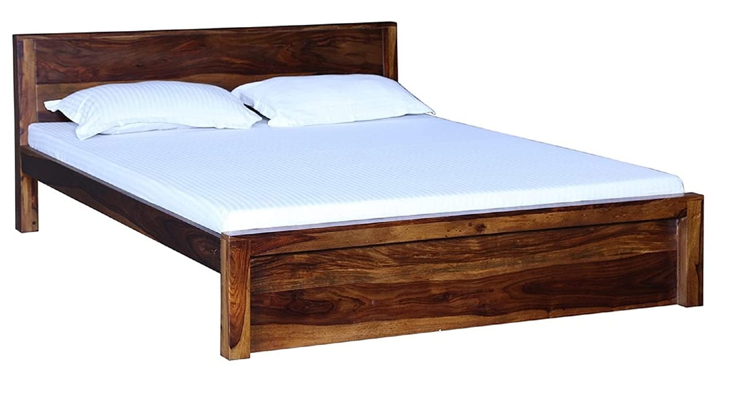 Rukmaajee Solid Sheesham Wood Queen Size Bed Without Storage for