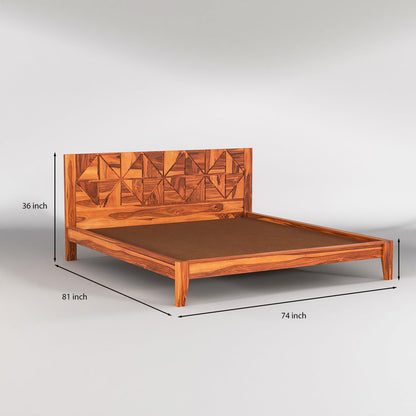 Rukmaajee Wooden King Size Bed - Solid Sheesham Wood Double Cot