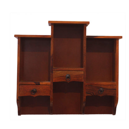Rukmaajee Furniture Diamond Three Drawer Wall Self in Natural Solid