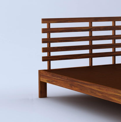 Rukmaajee Sheesham Wood Queen Size Bed with 2 Drawers Storage for
