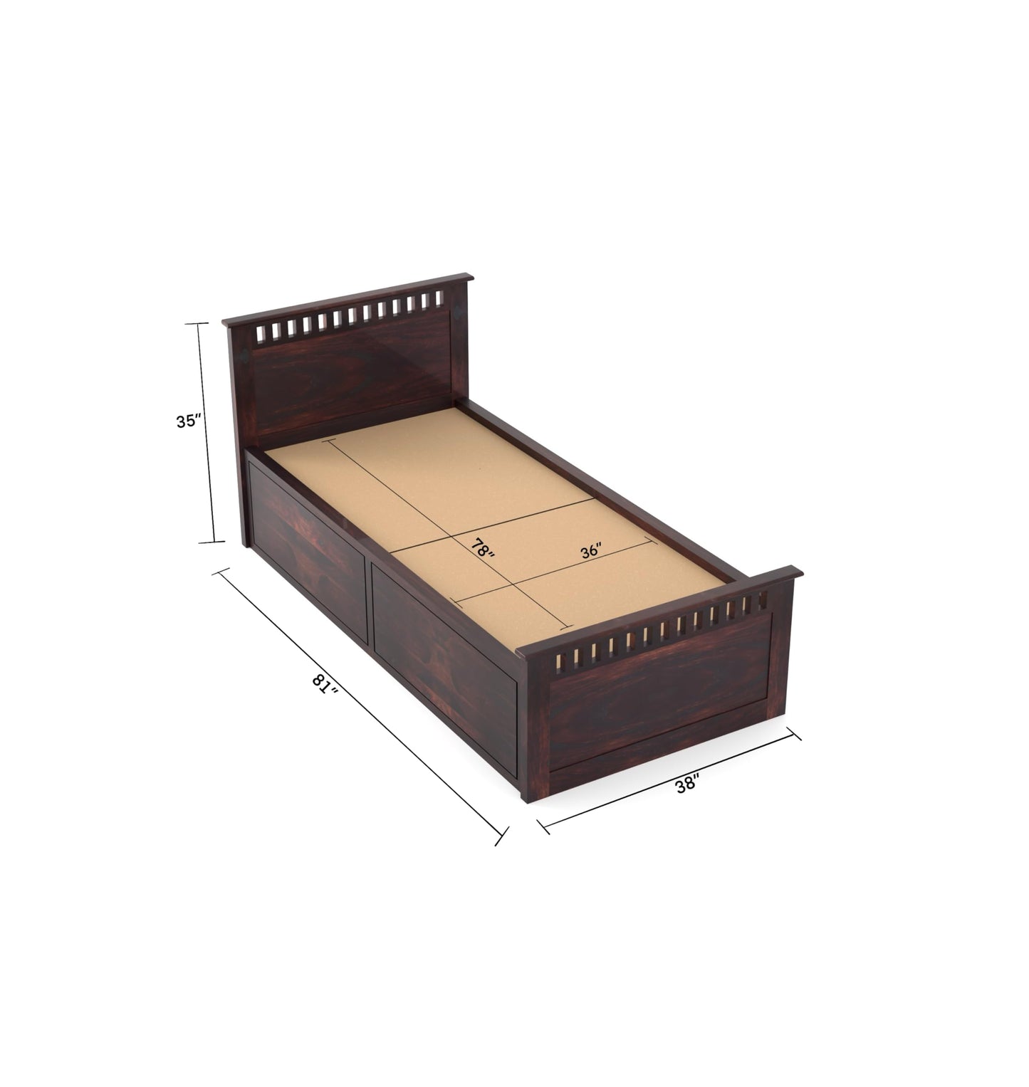 Rukmaajee Solid Sheesham Wood Box Storage Bed for Your Home Classic