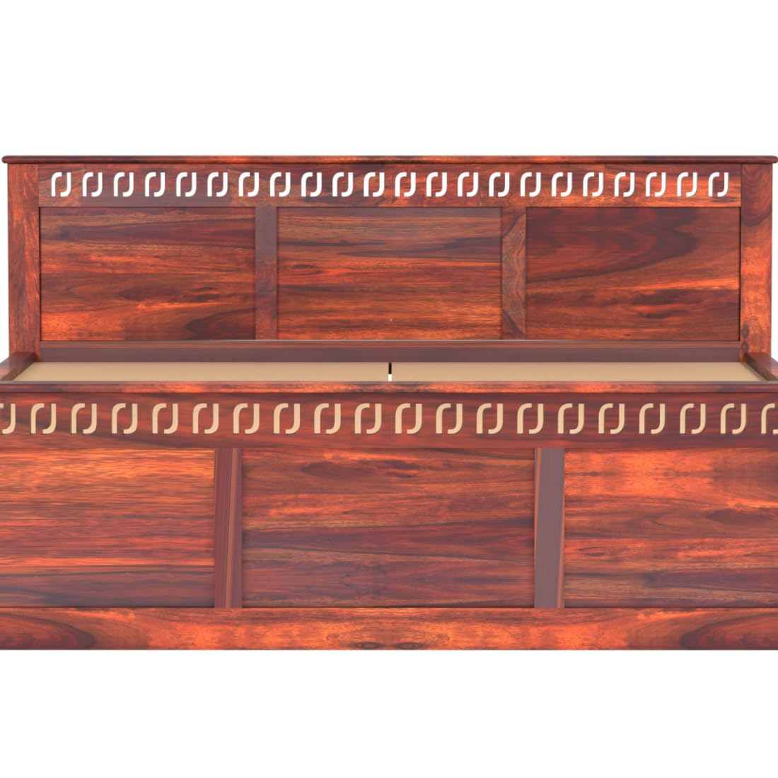 Rukmaajee King Size Bed with Sheesham Wood Frame, Walnut Brown Finish,