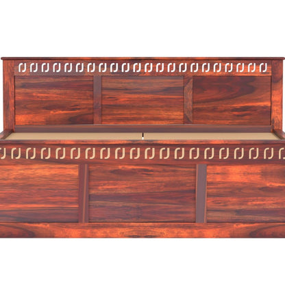 Rukmaajee King Size Bed with Sheesham Wood Frame, Walnut Brown Finish,
