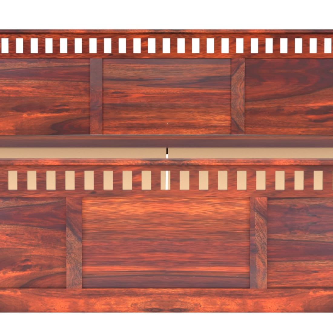 Rukmaajee King Size Bed with Sheesham Wood Frame, Walnut Brown Finish,