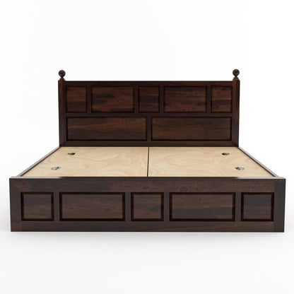 Rukmaajee Solid Sheesham Wood King Size Bed with Box Storage for Home